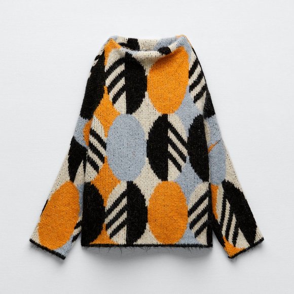 Zara Multicolored Jacquard Knit Sweater - Picture 9 of 13